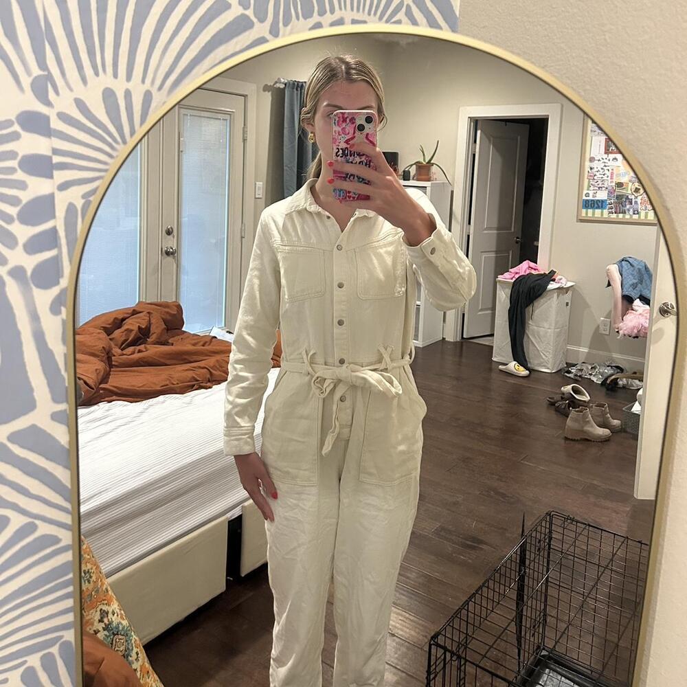 White denim jumpsuit